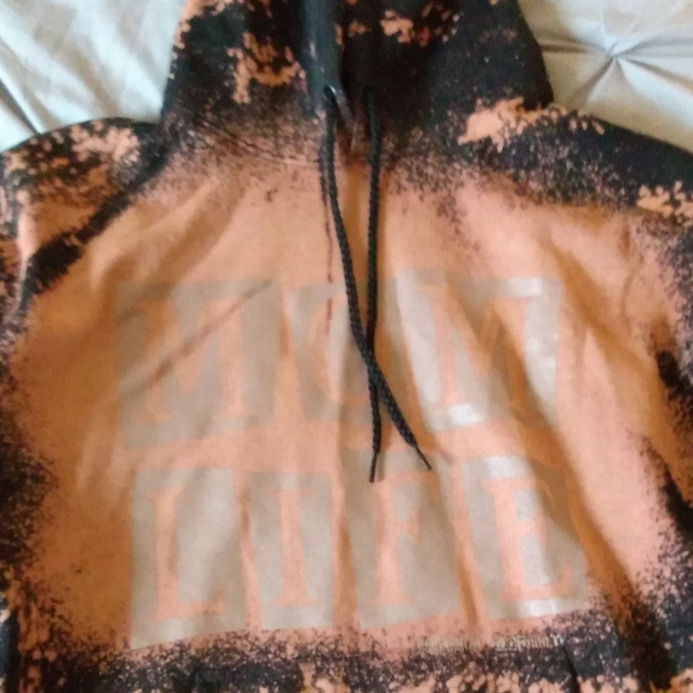 Distressed bleached"mom life" hoodie